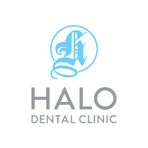 Logo of Halo Dental Clinic featuring stylised letters and a circular design.