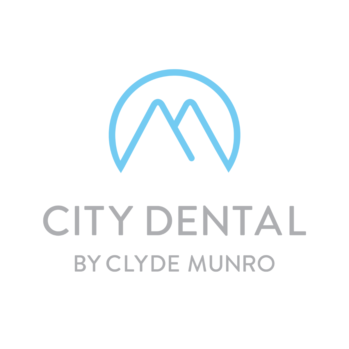 Logo of City Dental by Clyde Munro featuring mountain graphic and text.