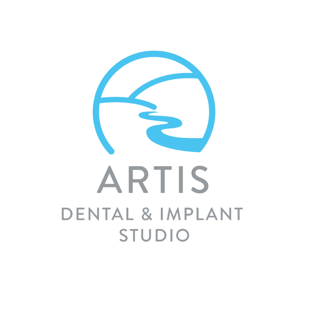 Logo of Artis Dental and Implant Studio featuring a stylised river and hills design.
