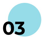 Abstract circular graphic featuring the number 03 in a modern design with a light blue background.