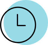 A clock icon with a light blue circle and black hands suggests time and starting treatment sooner.